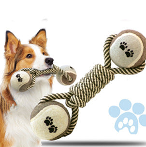 Dog Rope Dumbbell Tennis Ball Chew Toy
