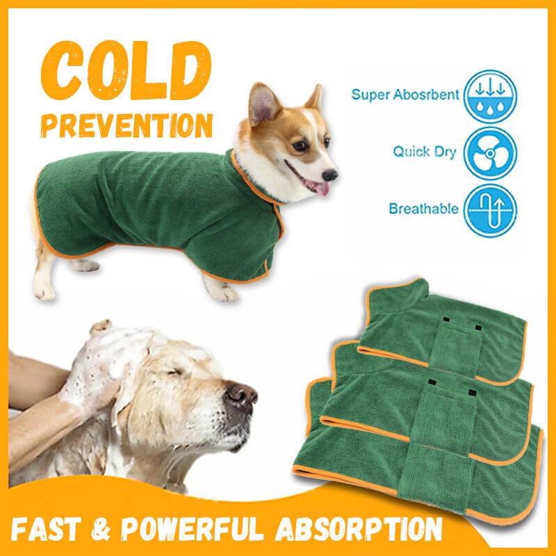 Absorbent Microfiber Dog Bathrobe with Adjustable Strap