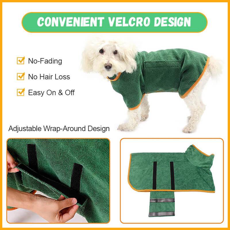 Absorbent Microfiber Dog Bathrobe with Adjustable Strap