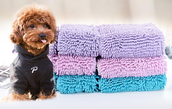 Chenille Pet Bath Towel for Dogs & Cats