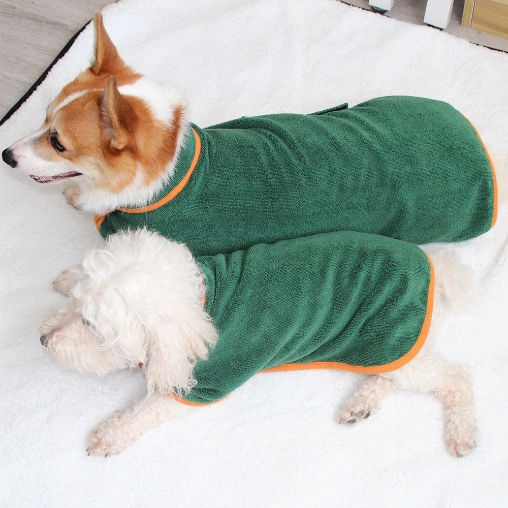 Absorbent Microfiber Dog Bathrobe with Adjustable Strap