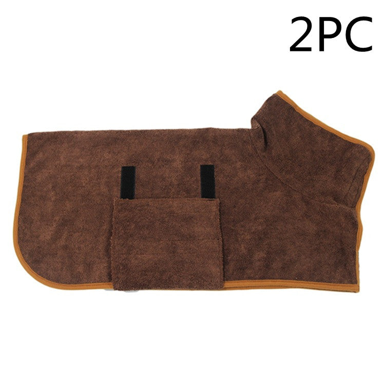 Absorbent Microfiber Dog Bathrobe with Adjustable Strap