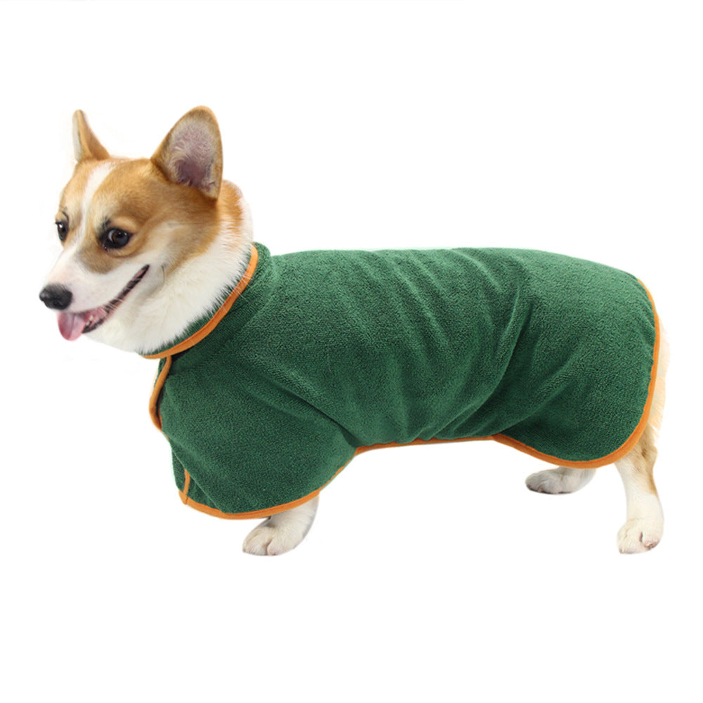 Absorbent Microfiber Dog Bathrobe with Adjustable Strap